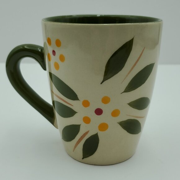 Temp-tations Old World Vivid Green Mugs Temptations Yellow Flower Floral Mugs - Picture 4 of 10
